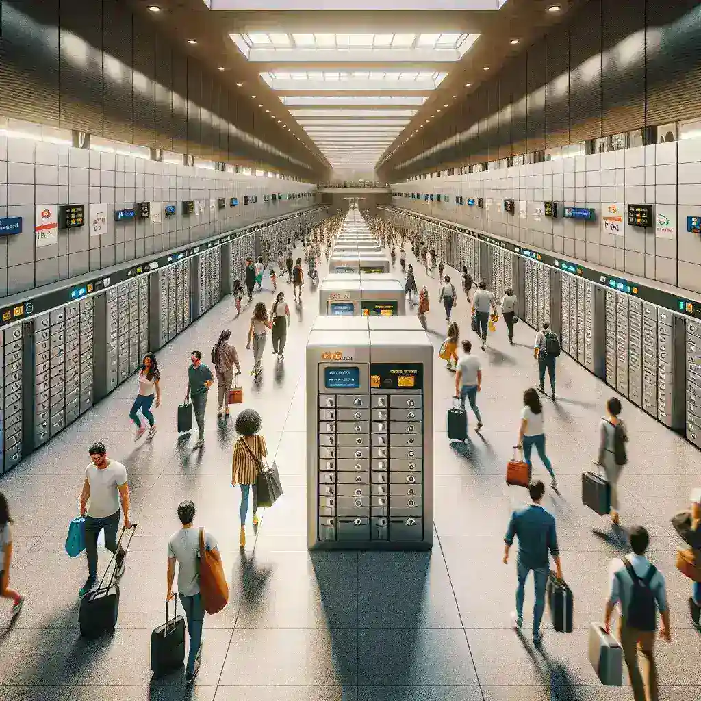 "Smart lockers installed by Correos at Spanish train stations for efficient package collection and delivery."