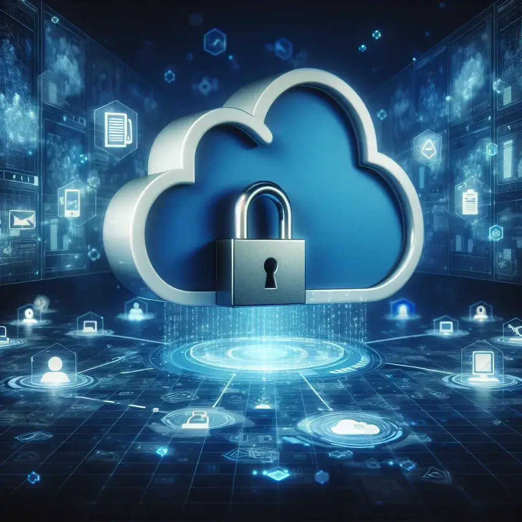 "Imagen de un usuario utilizando la nube de forma segura en su computadora, ilustrando las mejores prácticas para proteger datos en el almacenamiento cloud en la guía completa sobre seguridad en la nube."