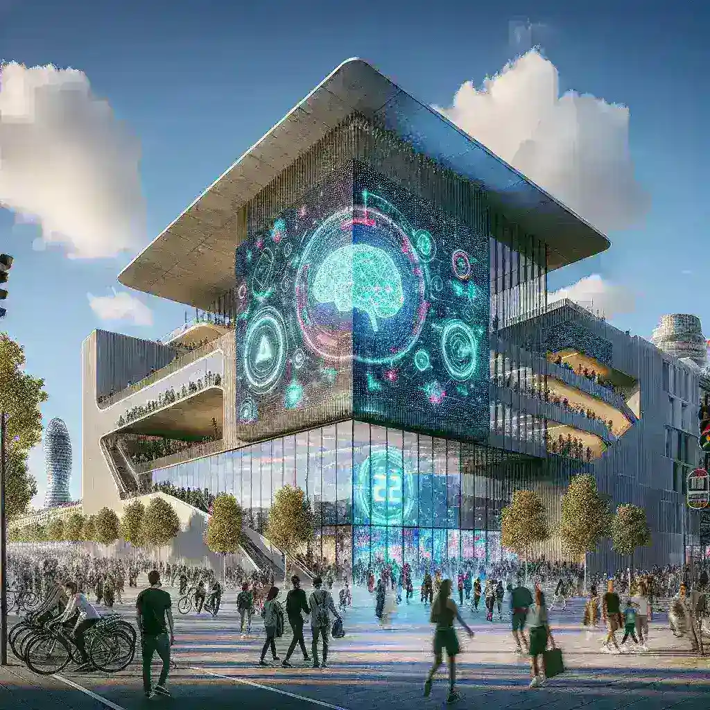 "Imagen de la inauguración del nuevo centro de formación en inteligencia artificial de Samsung en Barcelona, donde se presentan avances tecnológicos y programas educativos en IA aplicada."